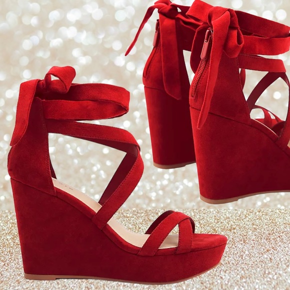 wedge red heels